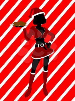 Royalty Free Clipart Image of an Elf With a Plate of Cookies