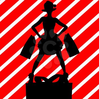 Royalty Free Clipart Image of an Elf With Shopping Bags