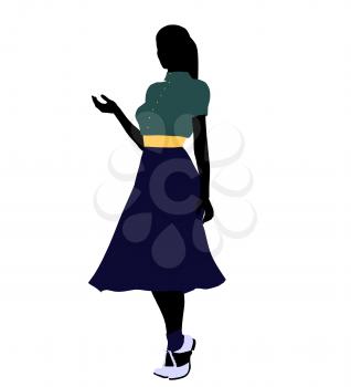 Royalty Free Clipart Image of a Woman in 50s Clothes