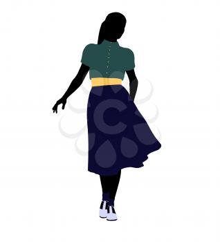 Royalty Free Clipart Image of a Girl in 50s Clothes