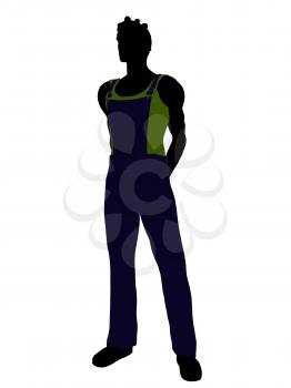 Royalty Free Clipart Image of a Guy in Overalls