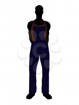 Royalty Free Clipart Image of a Guy in Overalls