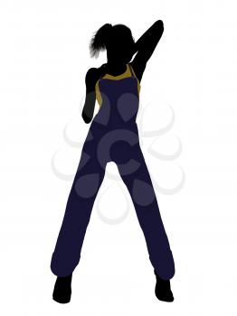 Royalty Free Clipart Image of a Woman in a Overalls