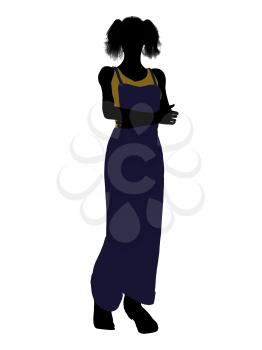 Royalty Free Clipart Image of a Woman in Overalls