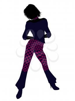Royalty Free Clipart Image of a Girl in Checked Pants