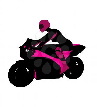 Royalty Free Clipart Image of a Girl o a Motorcycle