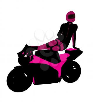 Royalty Free Clipart Image of a Girl on a Motorcycle