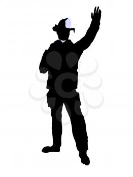 Royalty Free Clipart Image of a Male Firefighter