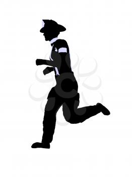 Royalty Free Clipart Image of a Firefighter Running