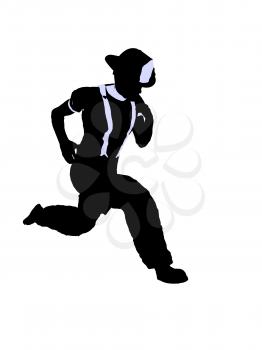 Royalty Free Clipart Image of a Firefighter on the Run