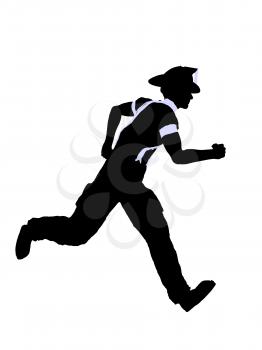 Royalty Free Clipart Image of a Running Firefighter