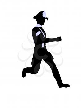 Royalty Free Clipart Image of a Running Firefighter