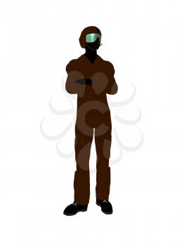 Male pilot silhouette illustration on a white background