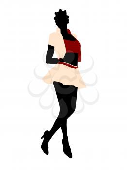 Royalty Free Clipart Image of a Woman in a Short Skirt