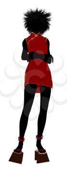 Royalty Free Clipart Image of a Girl in a Short Red Dress