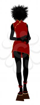 Royalty Free Clipart Image of a Girl in a Short Red Dress