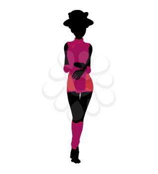 Royalty Free Clipart Image of a Girl in  Pink