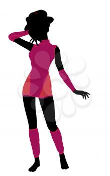 Royalty Free Clipart Image of a Girl in Pink