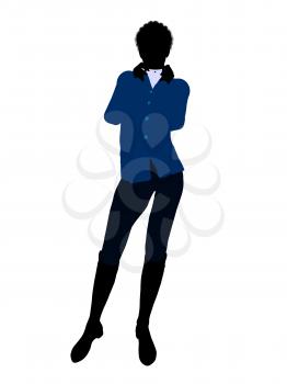 Royalty Free Clipart Image of a Woman in a Blue Jacket