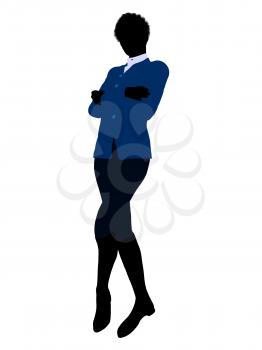 Royalty Free Clipart Image of a Woman in a Black Jacket