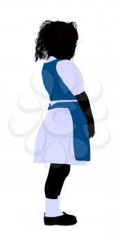 Royalty Free Clipart Image of a Girl in a Blue Jumper