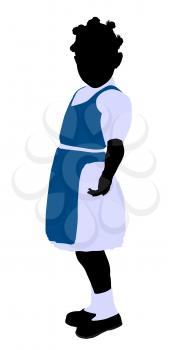 Royalty Free Clipart Image of a Girl in a Blue Jumper