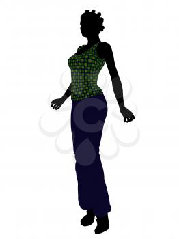 Royalty Free Clipart Image of a Girl Wearing a Green Top