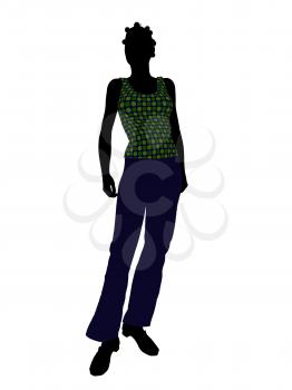 Royalty Free Clipart Image of a Girl in a Casual Clothes