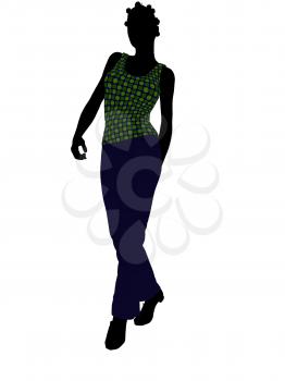 Royalty Free Clipart Image of a Girl in a Green Top