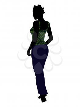 Royalty Free Clipart Image of a Girl in a Green Tank