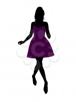 Royalty Free Clipart Image of a Woman in a Purple Dress