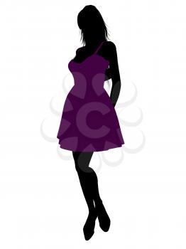 Royalty Free Clipart Image of a Girl in a Purple Sundress