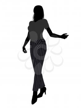 Royalty Free Clipart Image of a Woman in Striped Pants