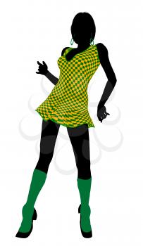 Royalty Free Clipart Image of a Girl in a Yellow Minidress