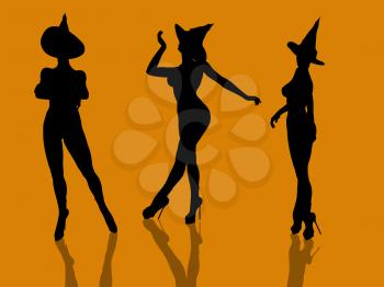 Royalty Free Clipart Image of Three Witches