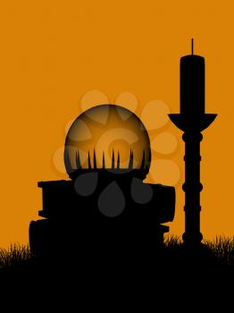 Royalty Free Clipart Image of a Halloween Background With a Book and Candle