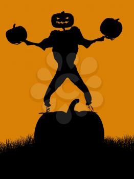 Royalty Free Clipart Image of a Pumpkin Scarecrow