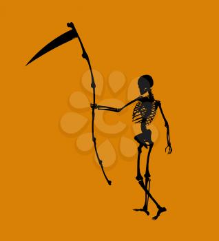 Royalty Free Clipart Image of a Skeleton an Scythe