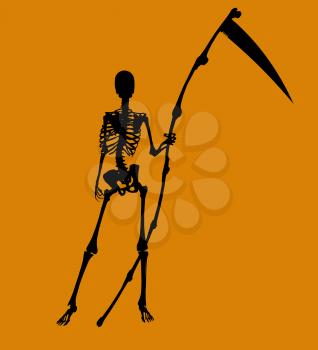Royalty Free Clipart Image of a Skeleton on Orange