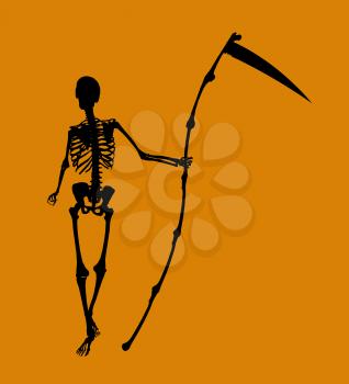 Royalty Free Clipart Image of a Skeleton on Orange