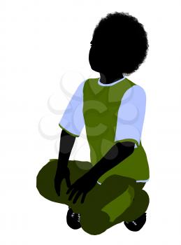 Royalty Free Clipart Image of a Boy Kneeling