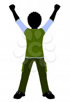 Royalty Free Clipart Image of a Boy With His Arms Raised