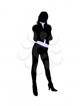Royalty Free Clipart Image of a Woman in a Dark Suit