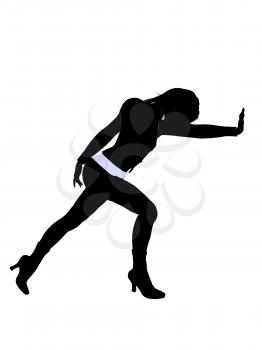 Royalty Free Clipart Image of a Woman in a Business Suit Pushing Something