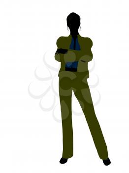 Royalty Free Clipart Image of a Woman in a Green Suit