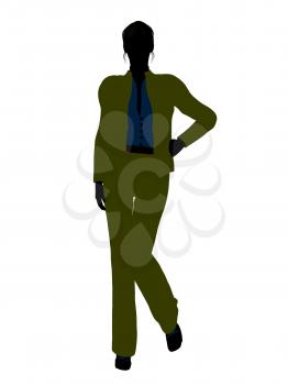 Royalty Free Clipart Image of a Woman in a Green Suit