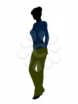 Royalty Free Clipart Image of a Woman in a Blue Top
