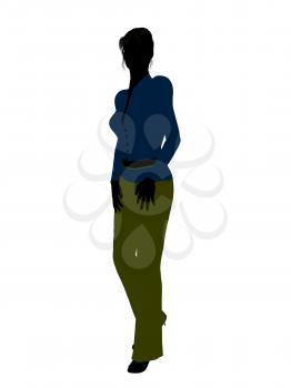 Royalty Free Clipart Image of a Woman in a Blue Top