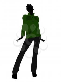 Royalty Free Clipart Image of a Girl in a Green Jacket