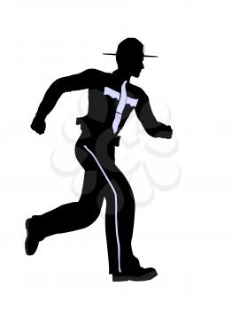 Royalty Free Clipart Image of a Police Officer Running